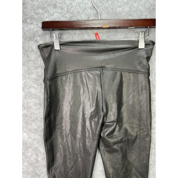 Spanx Faux Leather Leggings Womens Large Petite Black High Rise Shaping Pants - Picture 10 of 10